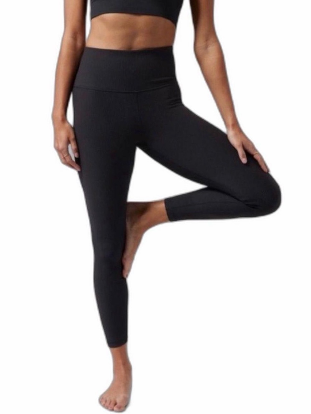 Athleta Elation High Rise Rib Tight Legging Athletic Workout Black Women’s M